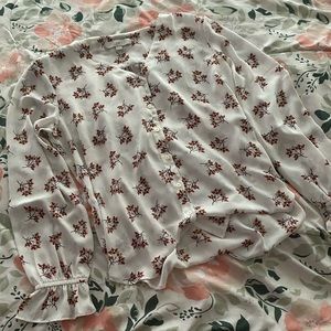 LOFT White Floral Blouse | Size M